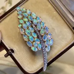 商談中オーストラリア産オパール　ダイヤモンド　ブローチ　ペンダントトップ