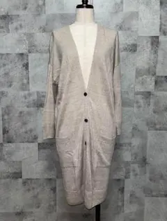 【グローバルワーク】レディース麻100%長袖カーディガン　サマーニット　ベージュ