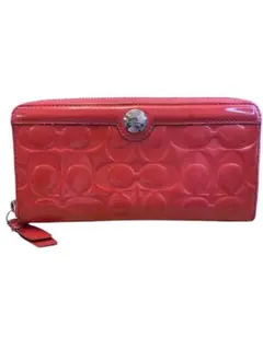 ち*ロ様 M*u様 COACH 長財布 シグネチャー エナメル レッド