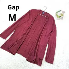 Gap ギャップ 長袖カーディガン バーガンディ 無地 羽織 綿 トップス/M