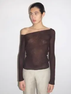 Paloma wool ダークブラウン オフショルダー 長袖トップス