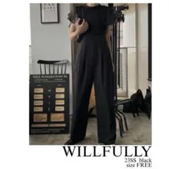 WILLFULLY フリルオーガンジーオールインワン　ブラック FREEのサムネイル