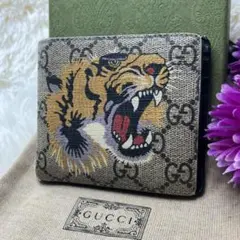 ✨極美品✨希少✨GUCCI 二つ折り　財布　タイガー　虎　GG柄　GGスプリーム