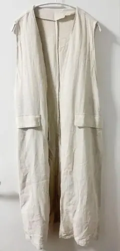 しまむら　ロングベスト　ロングジレ　ジレ　ベスト　チュール　ベージュ