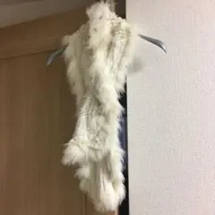 美品　リアルファー　マフラー　毛皮　白