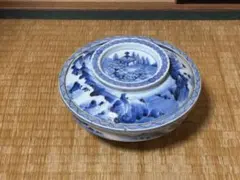 古伊万里 伊万里 染付 風景紋 蓋物 時代物
