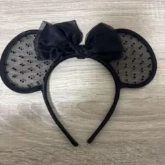 ディズニー 黒ドット柄リボンカチューシャ
