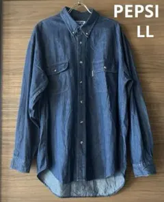 PEPSI 90's 長袖ボタンダウンシャツ　LL デニムシャツ　ペプシのサムネイル