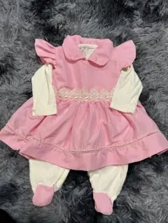 New Born ピンクドレスとロンパースセット