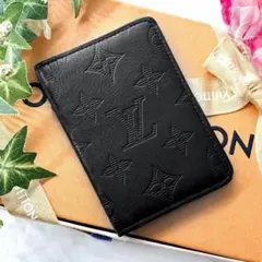 極美品✨ルイヴィトン モノグラム シャドウ ポッシュ カード 名刺入れ 牛革 黒
