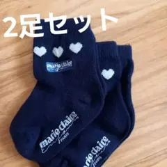 marie claire ネイビー ハート柄 キッズ靴下