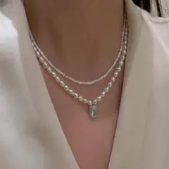 ホワイトパール ネックレス 2連