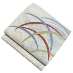 ユ49名古屋帯 松葉 絽綴れ夏帯 青海波 正絹 着物帯　仕立て上り