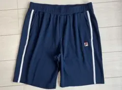 FILA フィラネイビー×白ラインデザインのハーフパンツL