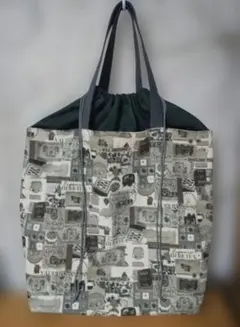 ハンドメイド巾着トートバッグ 巨大