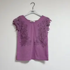EVERY.VERY NICE CLAUPパープル レース 刺繍 Tシャツ