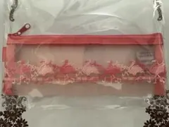 近沢レース店　ペンケース　フラミンゴ　約7.5×20.5cm メッシュポーチ