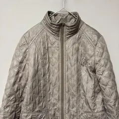 ソニアジル　ミドル丈キルティングジャケット薄手(M)ブラウンスタンドカラー長め丈