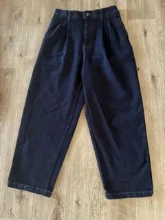 タックデニムパンツ S ワイドシルエット インディゴ　レディース可