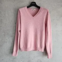 ユニクロ　カシミヤ100%　Vネックセーター　パステルピンクS　レディース