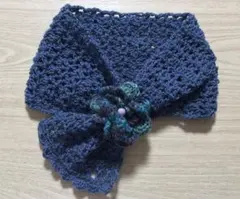 ハンドメイド かぎ針編み フラワーモチーフ ミニマフラー