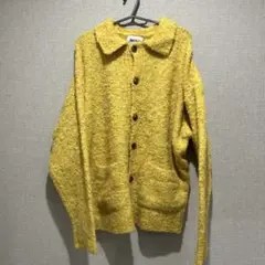 イエロー ニットカーディガン M