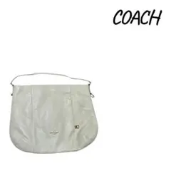 『訳あり』COACH コーチレザーワンショルダーバッグホワイトハンドバッグ肩掛け