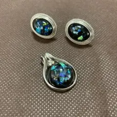 ペンダントトップ&イヤリングのセット　アクセサリー　七宝焼
