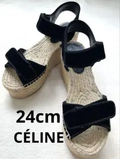 【美品】 CÉLINE セリーヌ ブラック プラットフォームサンダル セリーヌのサムネイル