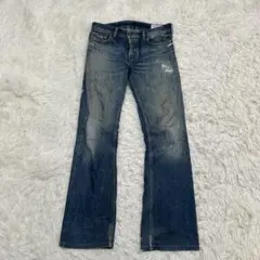 ✨ DIESEL ディーゼル　ボタンフライ　ダメージ　フレアデニムパンツ　W28