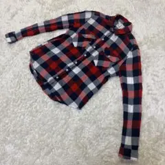 【FOREVER 21】レディース S チェックシャツ 長袖 レッド×ネイビー