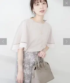 袖口配色切替ブラウス