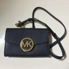 マイケルコース　ウォレットチェーンショルダーバッグ　ネイビー