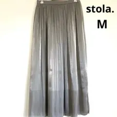 stola.ストラ【M】ロングスカート　フレアー　シルバー光沢　ウエストゴムのサムネイル