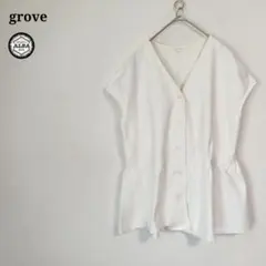 grove　グローブ　ベスト　ジャケット　ギャザー　ガーリー　白　ホワイト　Lのサムネイル