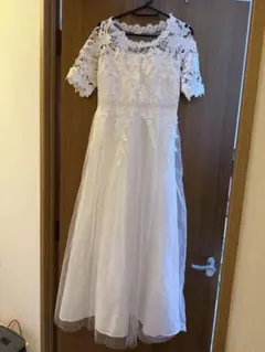 ウェディングドレス ホワイト レース半袖