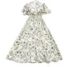 美品 ダズリン フラワープリント ロングワンピース 花柄 フリル バッグリボン