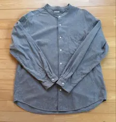 GU バンドカラー ネルシャツ グレー XL