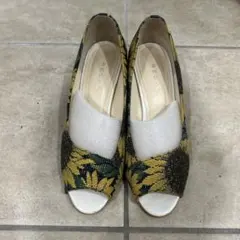 【美品】REGAL ひまわり柄 ハイヒールパンプス 23cm