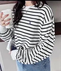 U.S. POLO ASSN. ストライプ 長袖Tシャツ フリーサイズ