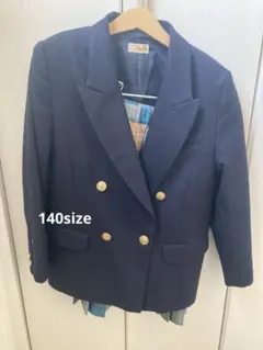 ネイビー ダブルブレスト ブレザー、スカートセット