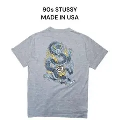 90s STUSSY　USA製　ドラゴンビッグプリントTシャツ　ステューシー　龍
