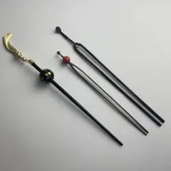 木製 漆 簪 真鍮 珊瑚 簪 髪飾り 3点セット