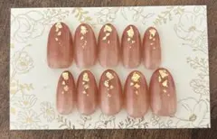 【現品】ネイルチップ シンプル 金箔 赤 大人