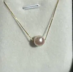 【高品質】あこや真珠　一粒スルーネックレス　スライド式　ベネチアンチェーン