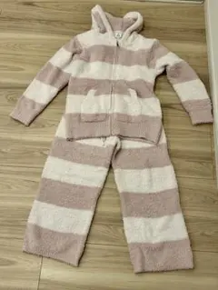 新品未使用 ジェラートピケ もこもこボーダー ルームウェア上下セット ピンク