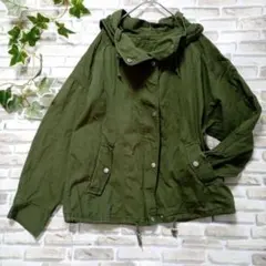 アウター　ジャンバー　長袖　防寒　冬　フード　Ⅿ　グリーン　綿100%