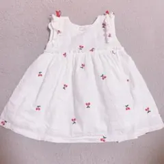 さくらんぼ ワンピース 80 女の子 ホワイト タンクトップ