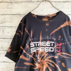 ノーブランド リメイク Tシャツ ストリートスピード ブリーチ タイダイ 黒のサムネイル