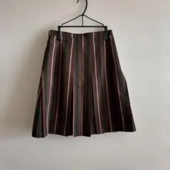 プリーツスカート　フレアスカート　ストライプ　ひざ丈　コムサ　レディース　M